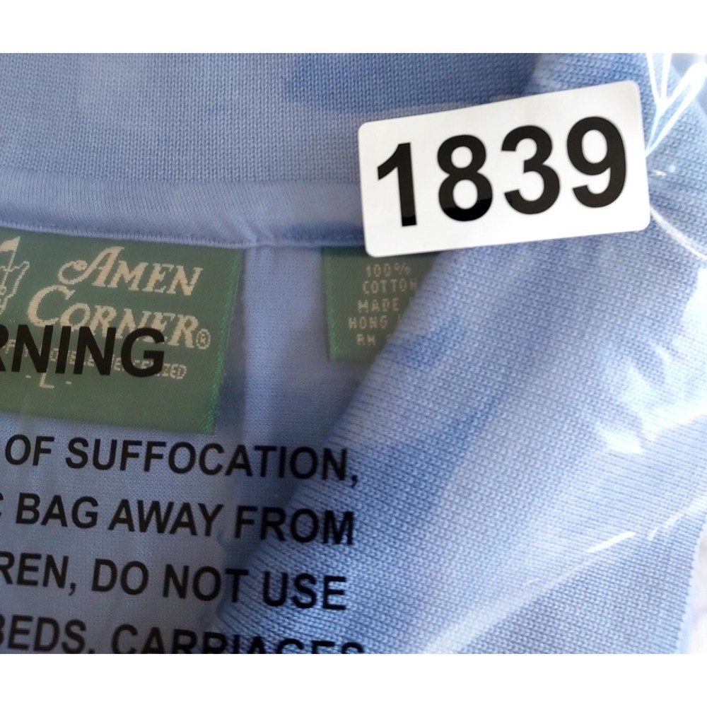 Vtg Masters Amen Corner 80s Polo  Shirt Men Large Blue Cotton Golf Hong Kong NOS - Picture 13 of 13